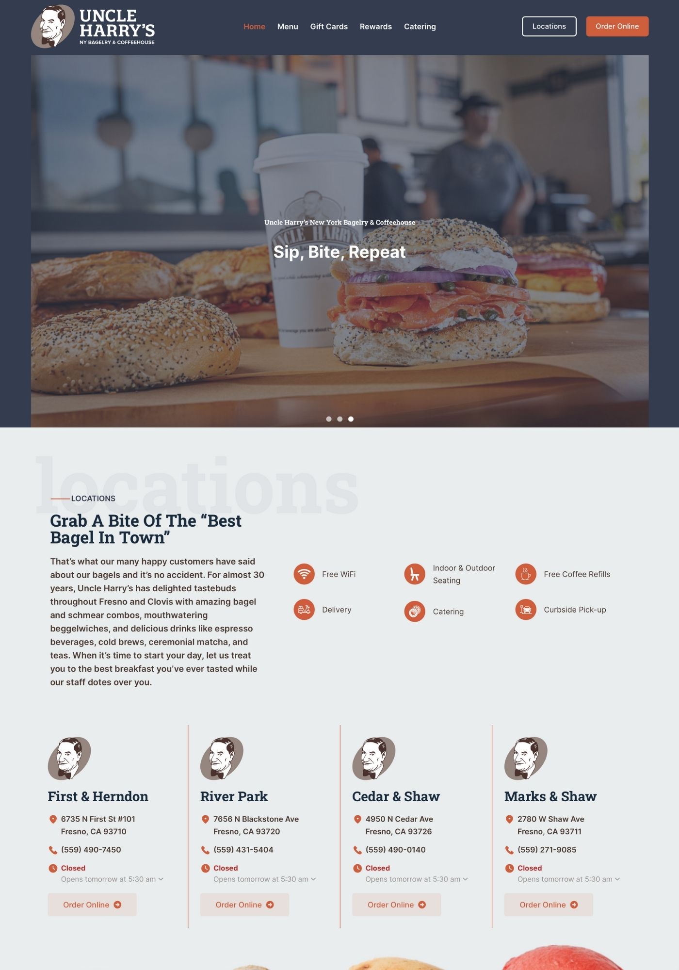 Uncle Harry's Bagels website