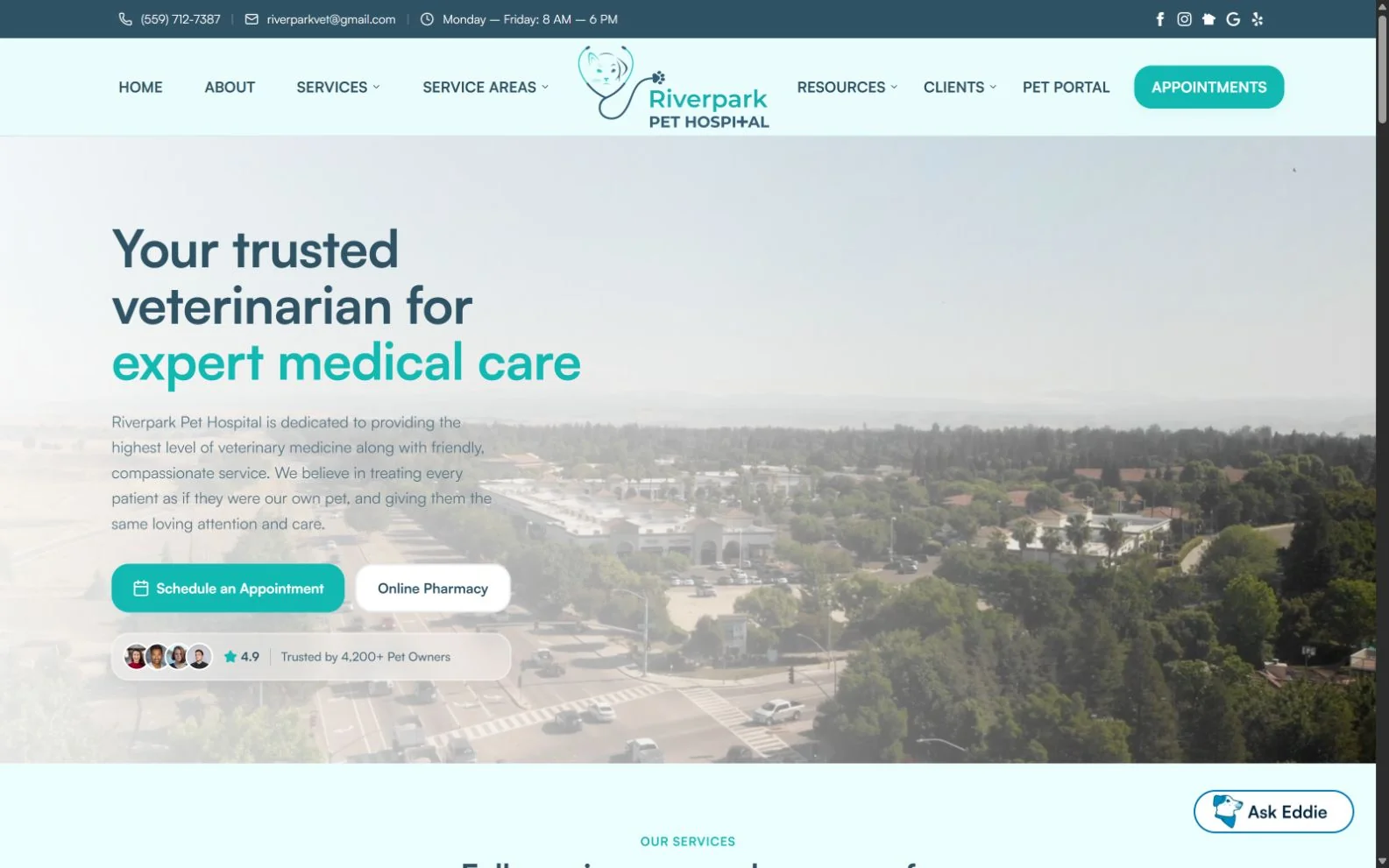 Riverpark Pet Hospital homepage preview
